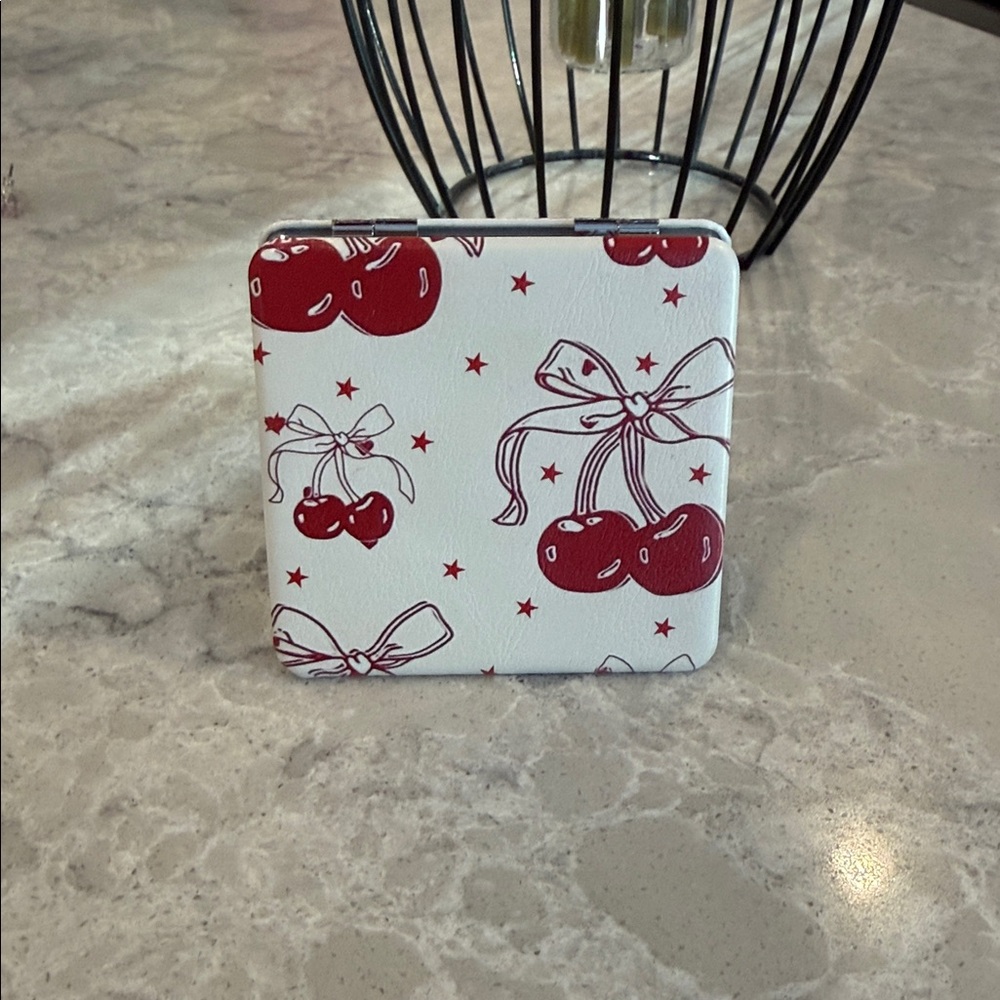Cherry and bow print dual mirror